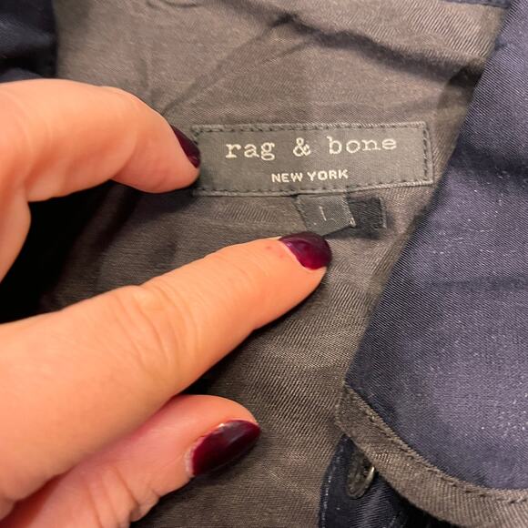 Rag & Bone Navy Sleeveless Trapeze Shirt Mini Dress Sz Large - Picture 4 of 9